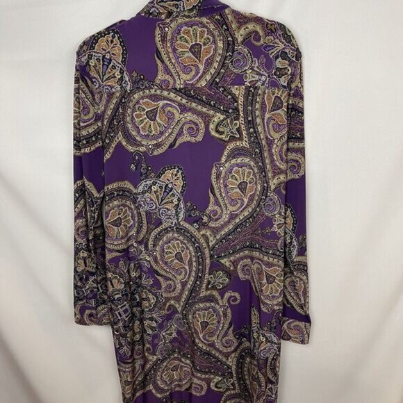 Lauren Ralph Lauren Paisley Long Dress Purple Size XL Missing Belt NWT - Picture 4 of 15